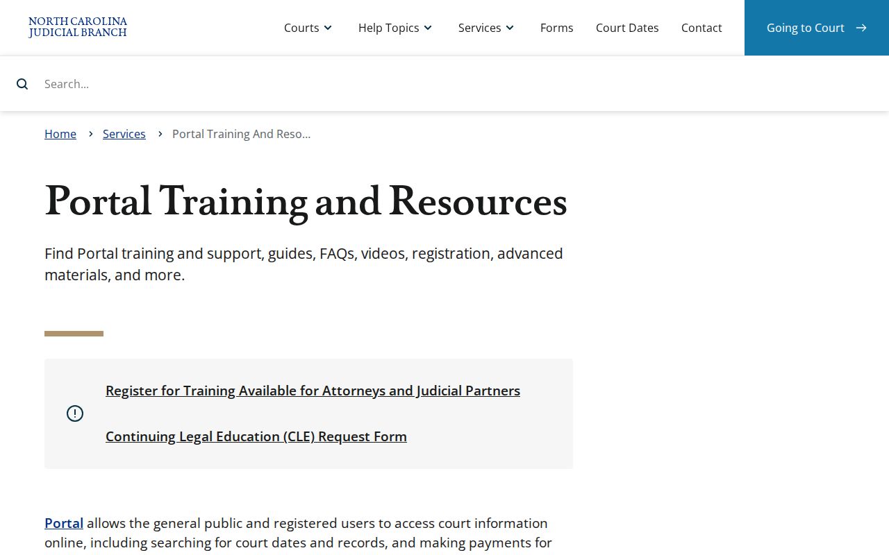 Guilford County criminal court case Portal training and search fields