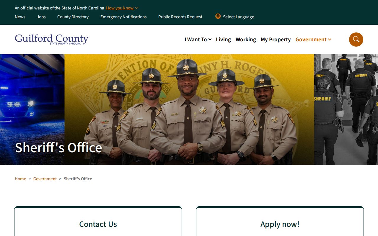 Guilford County criminal records Sheriff Office access page