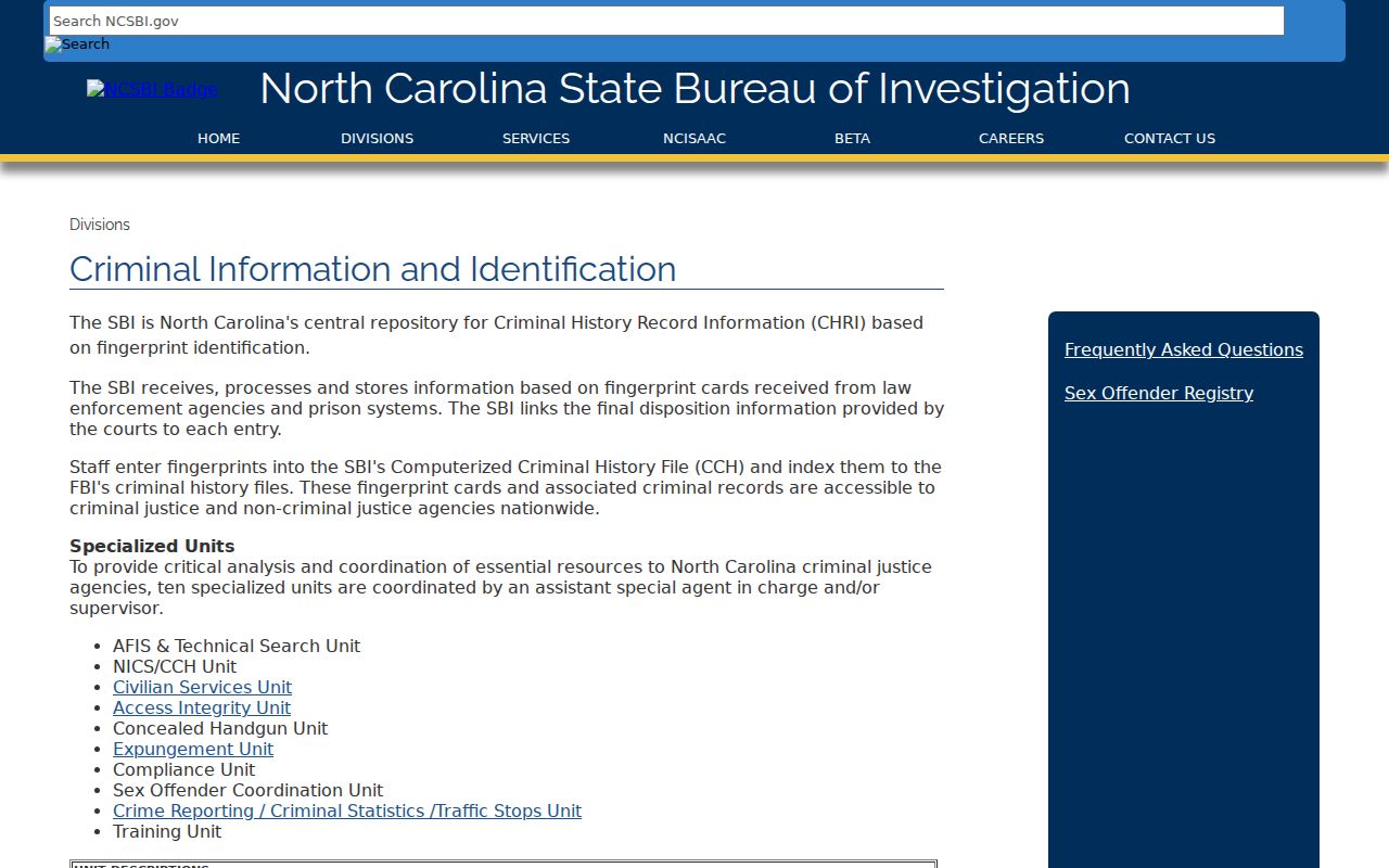 Summerfield Guilford County criminal history state SBI repository
